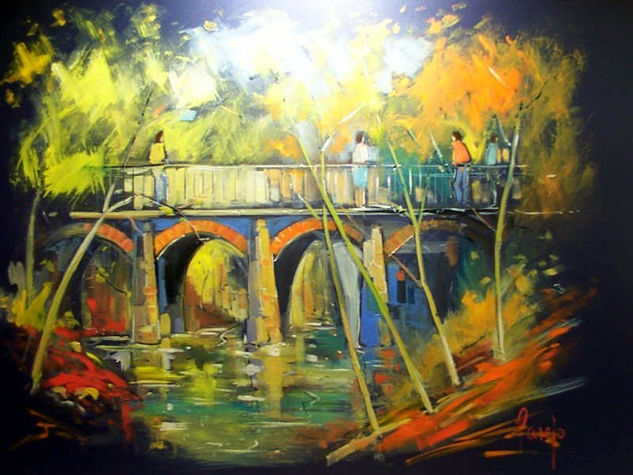 Olot pont de las mores Oil Canvas Landscaping