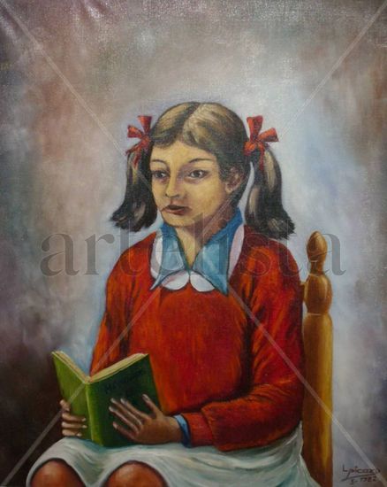 NIÑA CON LIBRO Óleo Lienzo Figura