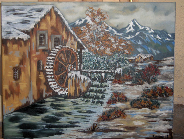 Pueblo nevado Oil Canvas Landscaping