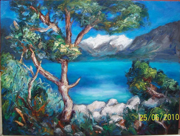 Paisaje Laguna de Llanganuco Oil Canvas Landscaping