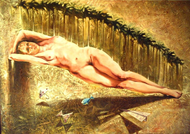 “La maja desnuda de la campiña” Óleo Lienzo Figura