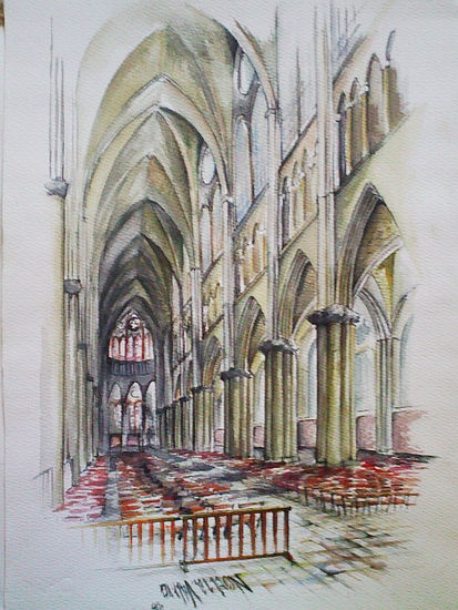 CAPILLA CENTRAL DE NOTRE DAME Watercolour Canvas Landscaping