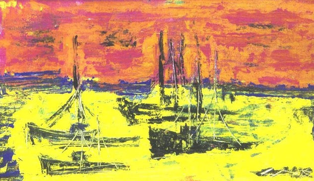 Atardecer Acrylic Textile Marine Painting