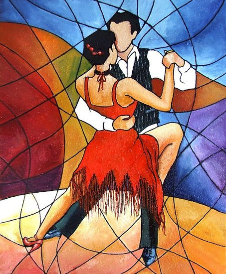 Tango Dancers 2 Óleo Lienzo Figura