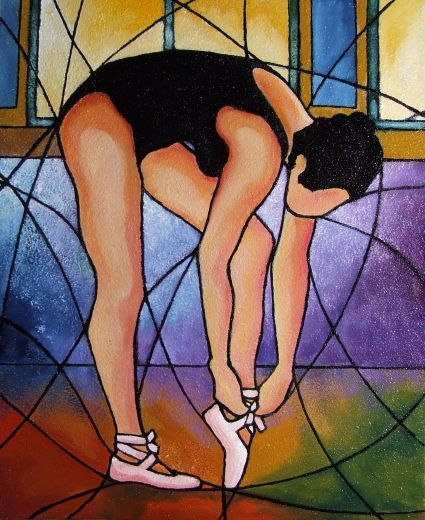 Atandose las zapatillas Oil Canvas Figure Painting