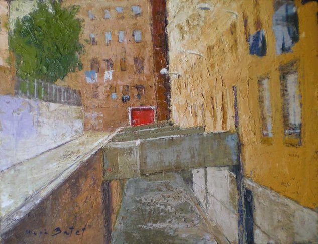 Callejón detrás de los bomberos Oil Canvas Landscaping