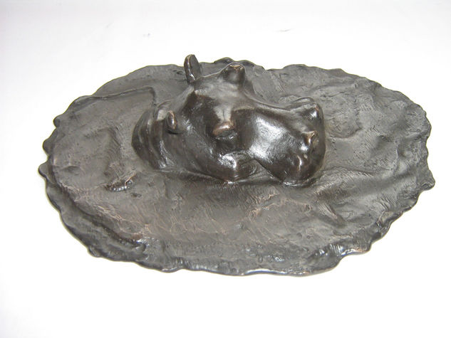 CABEZA HIPOPOTAMO EN AGUA Bronce Figurativa