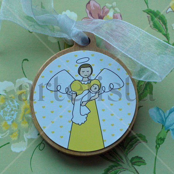 Medalla de cuna Angel de la guarda (amarillo)