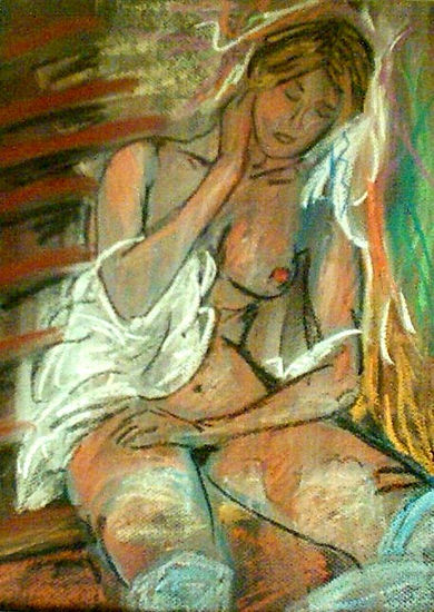 mujer difuminada Pastel Paper