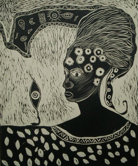 DE la Serie Negra con tumbao,guajira I love too much Linocut