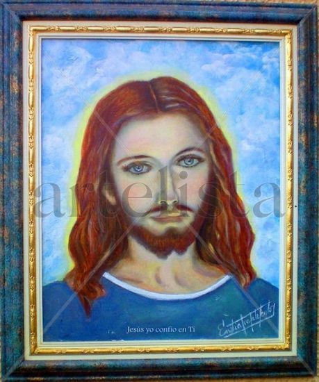 Jesus yo  confio  en Ti. Oil Canvas Figure Painting