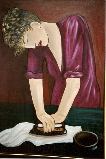 mujer planchando Oil Canvas Figure Painting