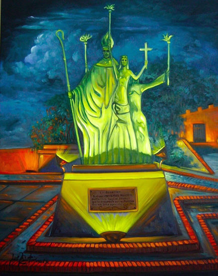 En Mi Viejo San Juan  el monumento La Rogativa Oil Canvas Landscaping