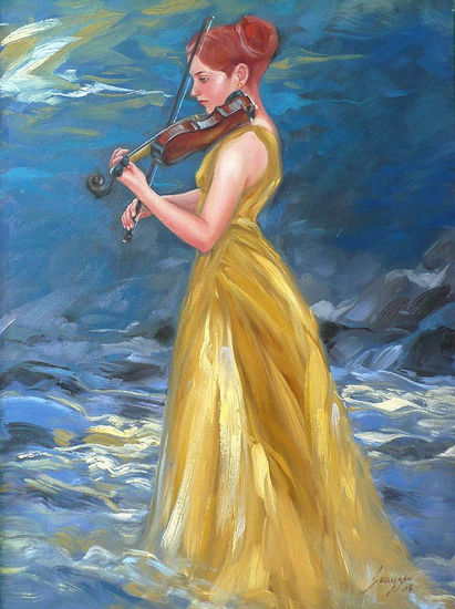 melodia de luna llena Oil Canvas Figure Painting