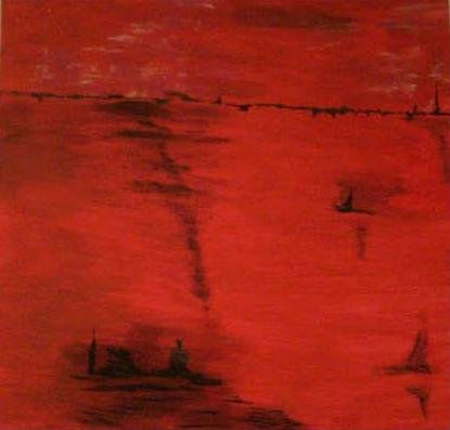 Atardecer rojo Mixed media Canvas Landscaping