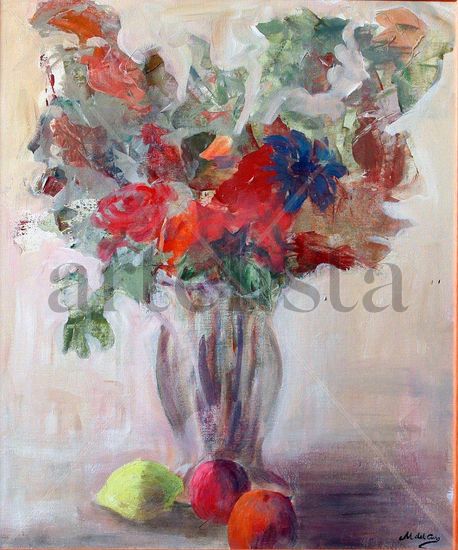 Florero Oil Panel Floral Painting