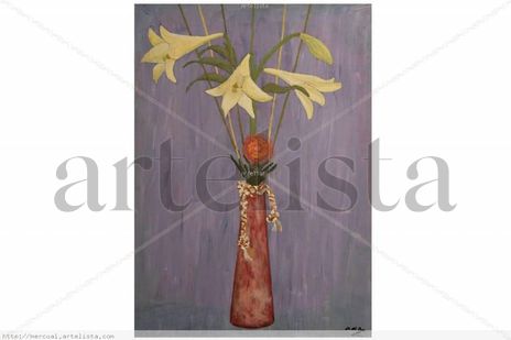 Cristal con azucenas