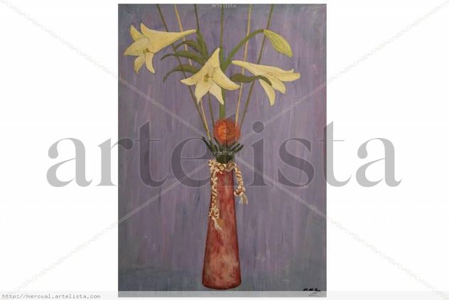 Cristal con azucenas