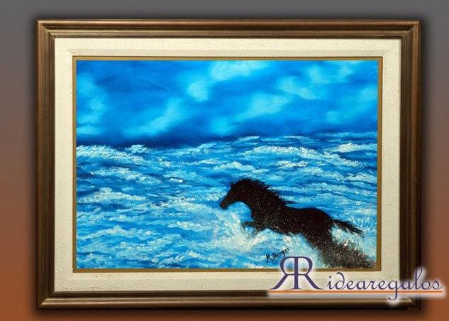 CABALLO AZUL Oil Canvas Animals