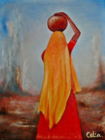 Amanece en Guyurat Oil Canvas Figure Painting