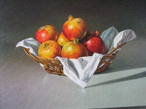 granadas en cesto Oil Canvas Still Life Paintings