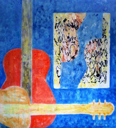 Guitarras Media Mixta Lienzo Otros