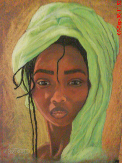 Mujer africana Pastel Paper Portrait