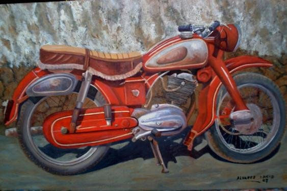 moto roja Oil Canvas Landscaping