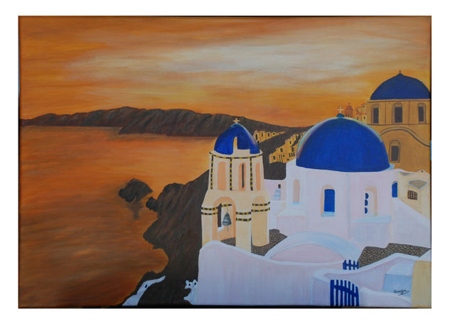 Atardecer en Santorini Oil Canvas Landscaping