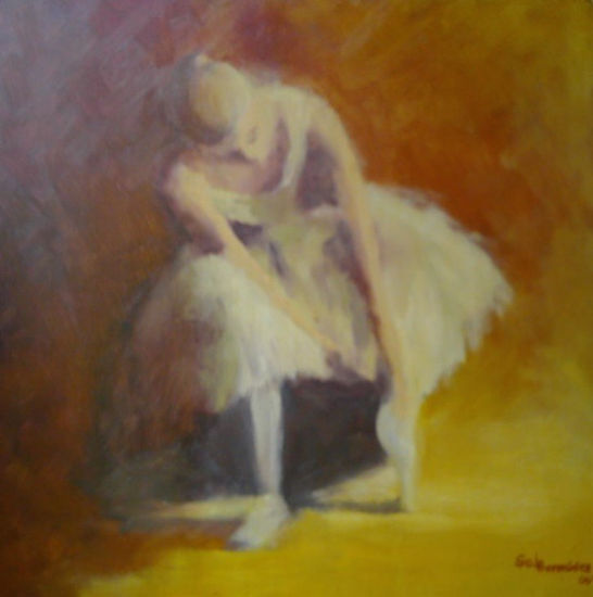 Serie Bailarinas Oil Panel Figure Painting