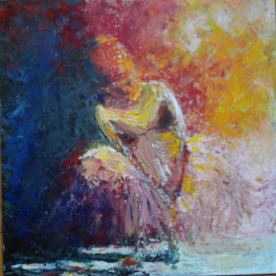 Serie Bailarinas Oil Panel Figure Painting