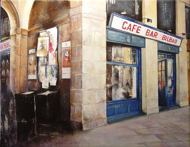 Bar Bilbao Café- Plaza nueva Bilbao Oil Canvas Landscaping