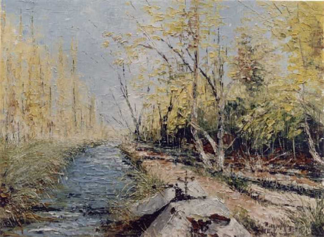 Canal Derivador Óleo Tabla Paisaje