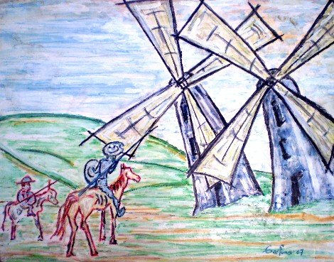 Quijotillos Media Mixta Lienzo Paisaje