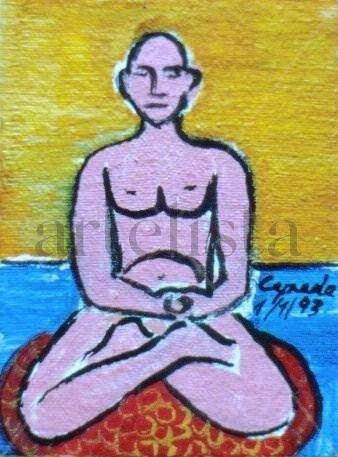 R130.MEDITACIÓN I,1993 Acrílico Lienzo Figura