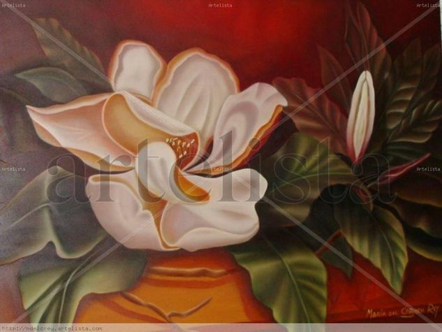 Magnolia 1 Oil Panel Floral Painting