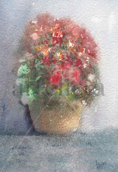 Flores Acuarela Cartulina Paisaje