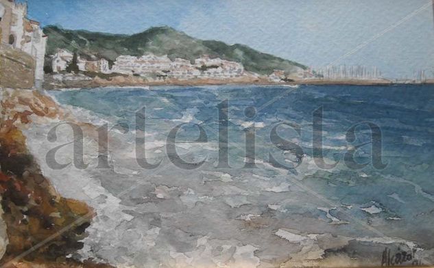 Sitges Acuarela Cartulina Paisaje