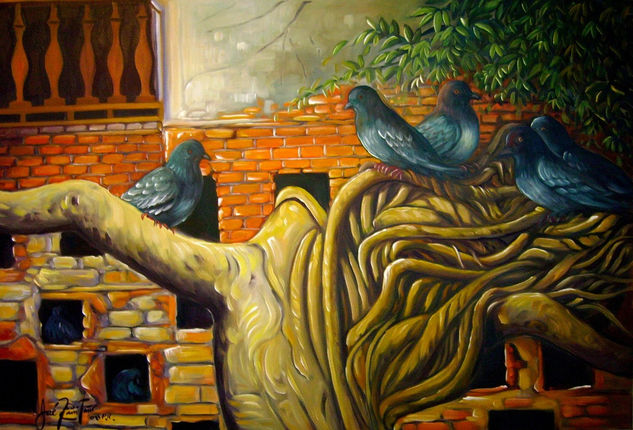 El Parque de las Palomas, Viejo San Juan de P.R. Oil Canvas Landscaping