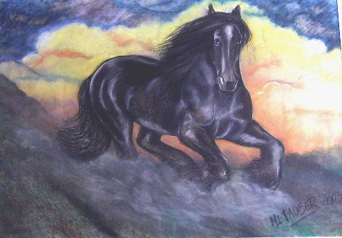 caballo de fuego Pastel Card Animals