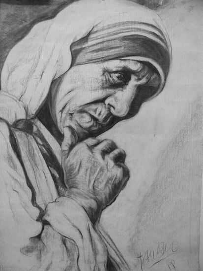 "meditación" Madre Teresa Charcoal