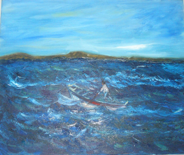 El hombre y el mar Oil Canvas Landscaping