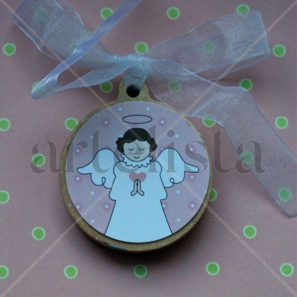 Medalla de cuna Angel de la guarda (rosa)
