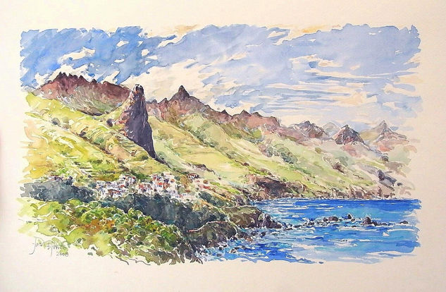 Macizo de Anaga, Tenerife Acuarela Papel Paisaje