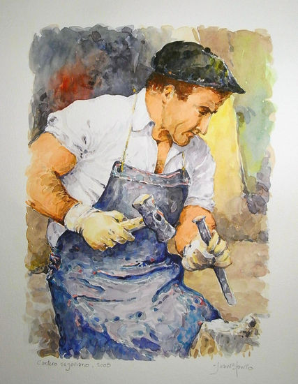 Cantero segoviano Watercolour Paper Figure Painting