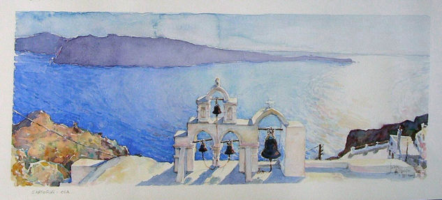 Santorini II. Oia Watercolour Paper Landscaping