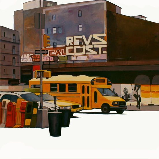 Bus amarillo NY óleo s.tela 50x50 2007.JPG Oil Canvas Landscaping