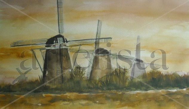 Molinos Holandeses Watercolour Card Landscaping