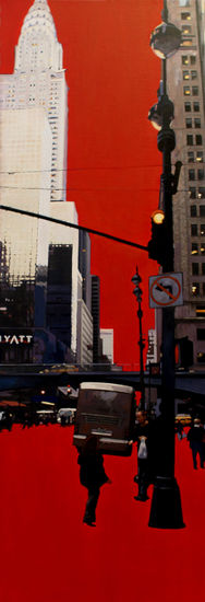 Edifici Chrysler NY mixta s.t 36x106 2008.jpg Mixed media Canvas Landscaping