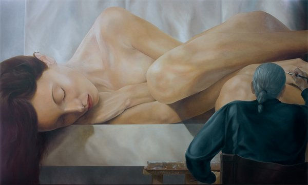 Noches de Blanco Satín Oil Canvas Figure Painting